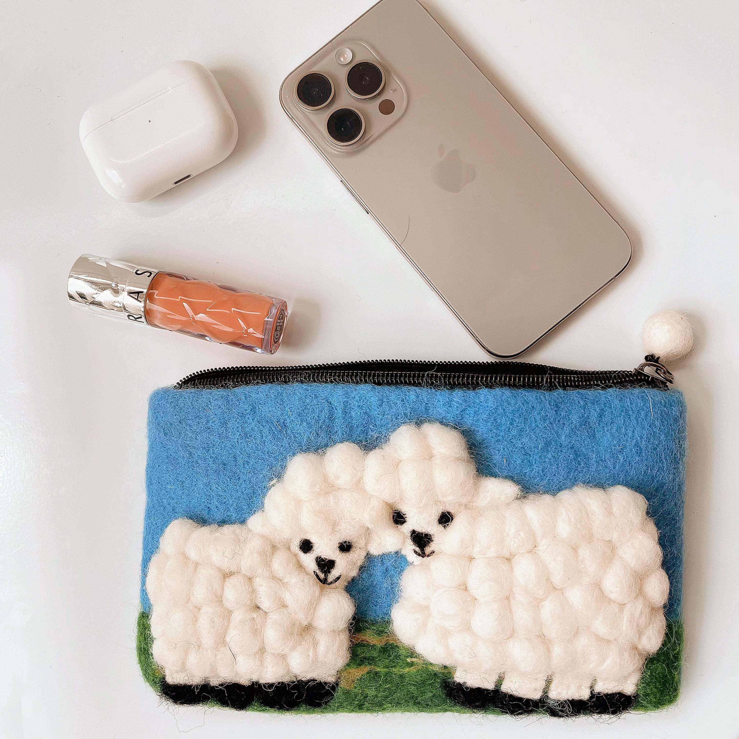 Sheep Meadow - wool felt pouch