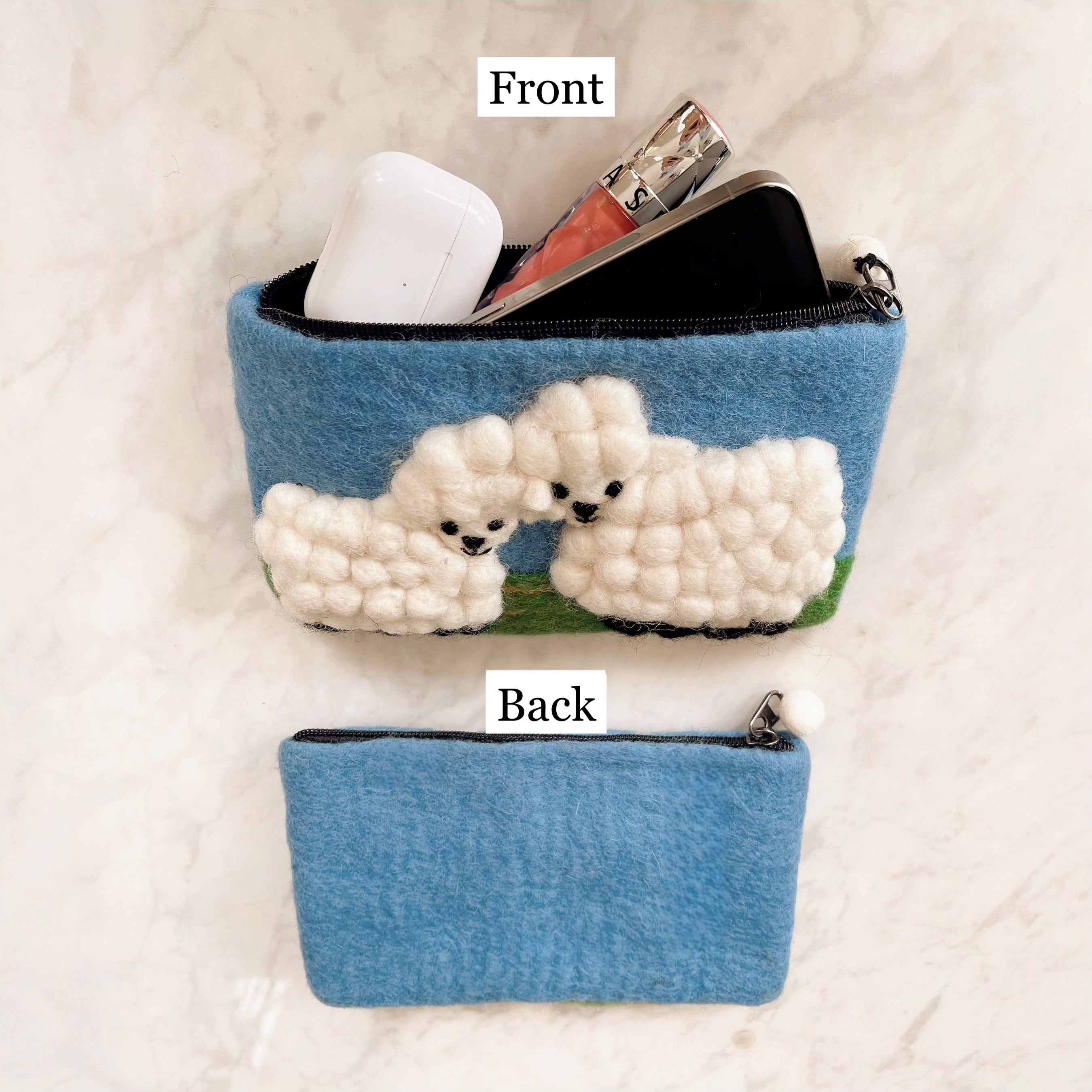 Sheep Meadow - wool felt pouch