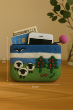 Ice Mountain sheep wool felt pouch