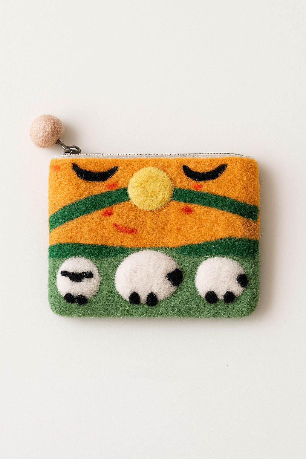 Sunset sheep wool felt pouch