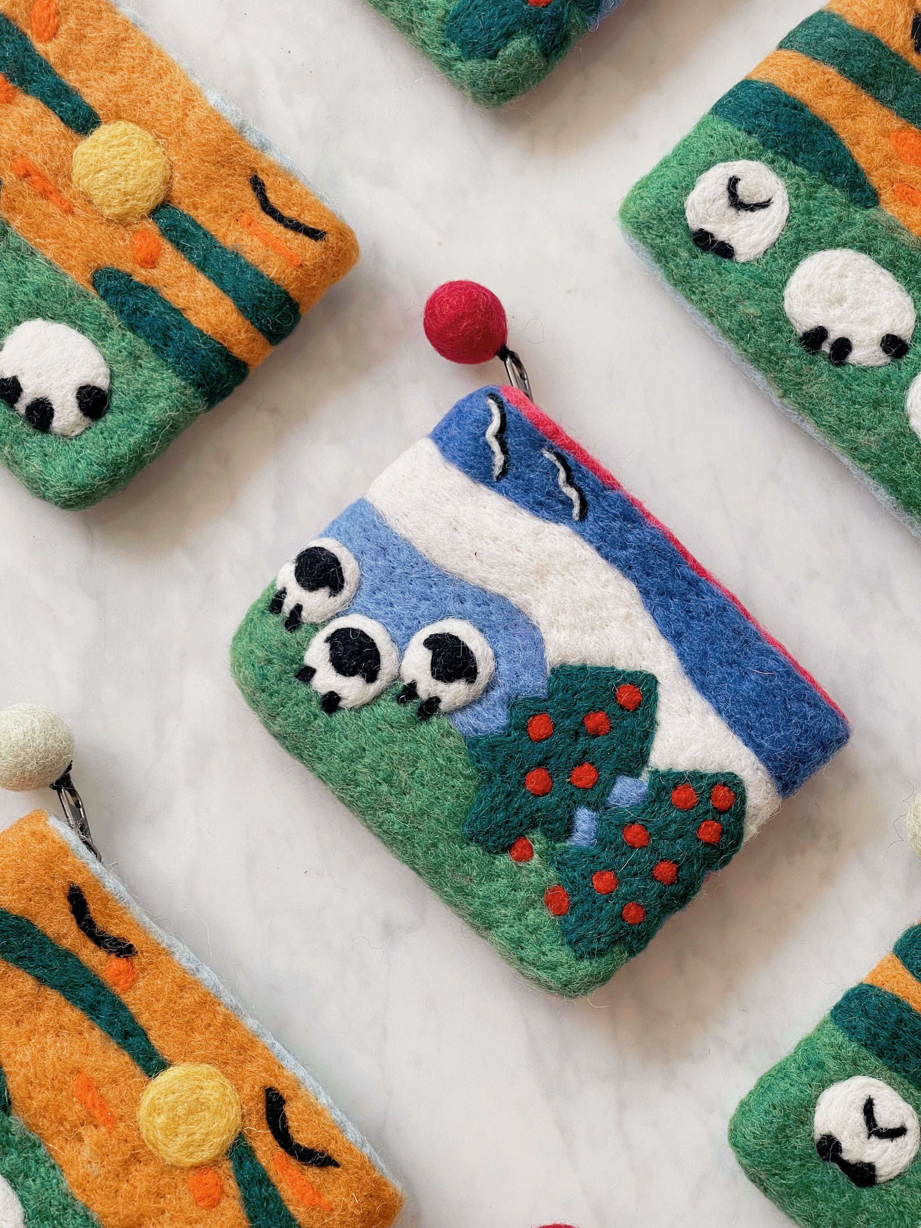 Ice Mountain sheep wool felt pouch