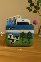 Sunset sheep wool felt pouch