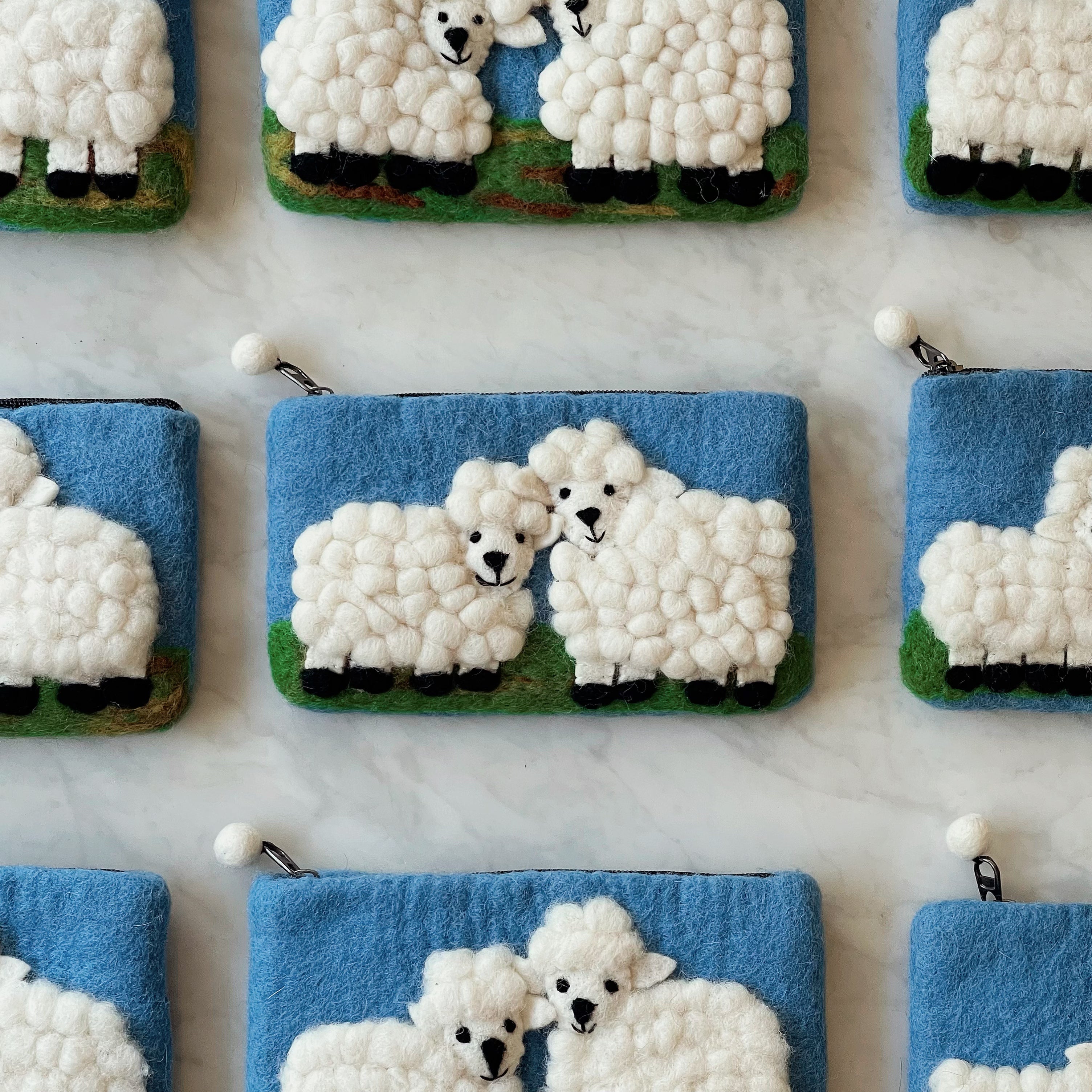 Sheep Meadow - wool felt pouch
