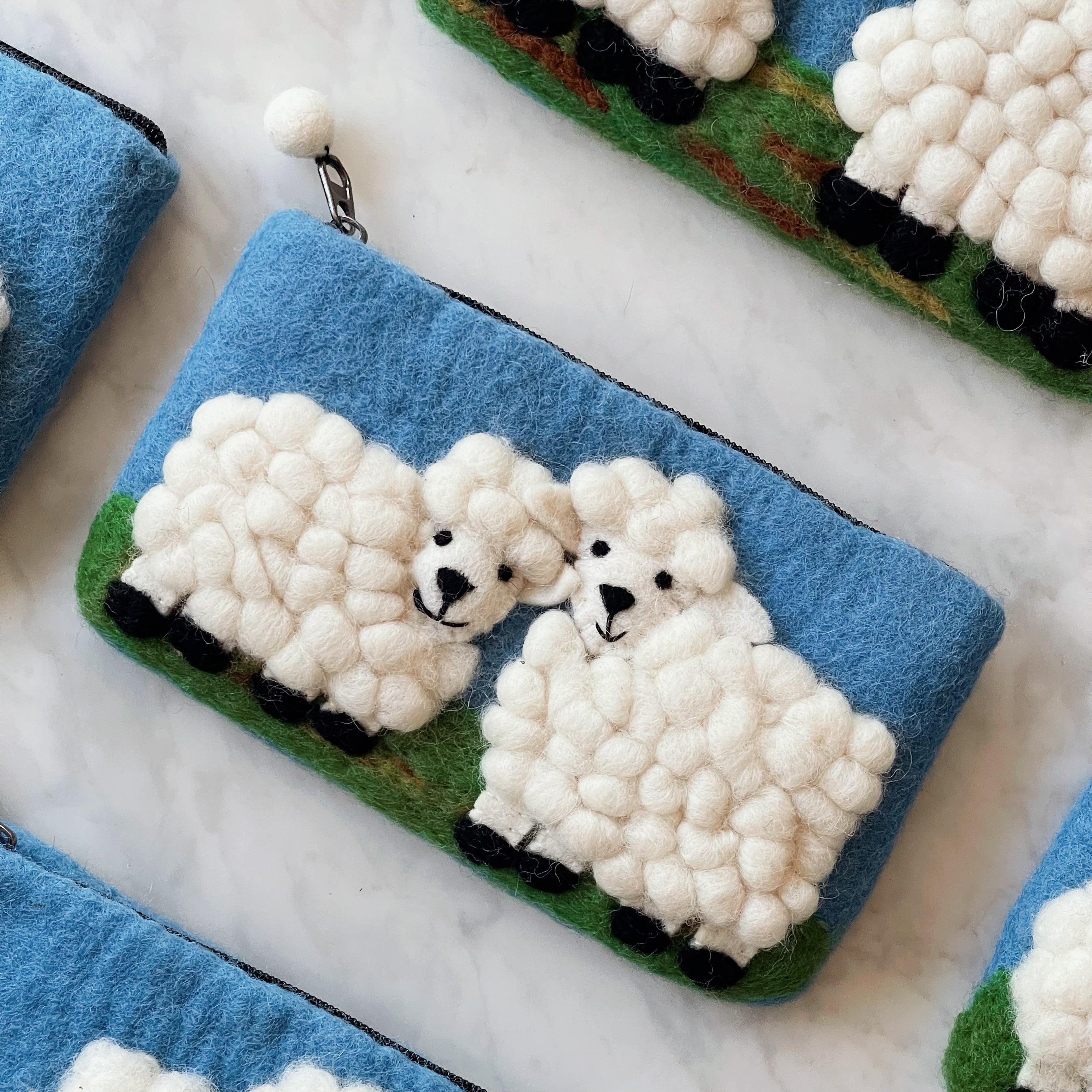 Sheep Meadow - wool felt pouch
