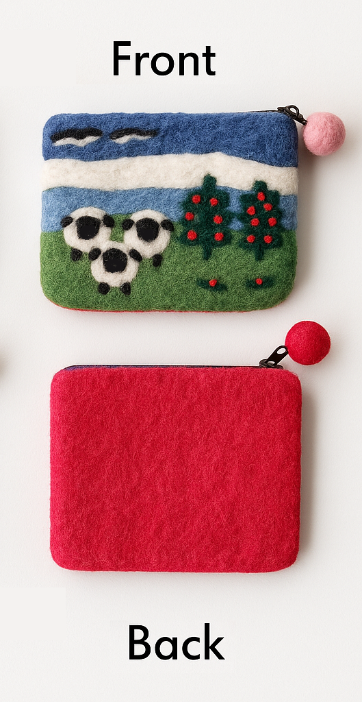 Ice Mountain sheep wool felt pouch