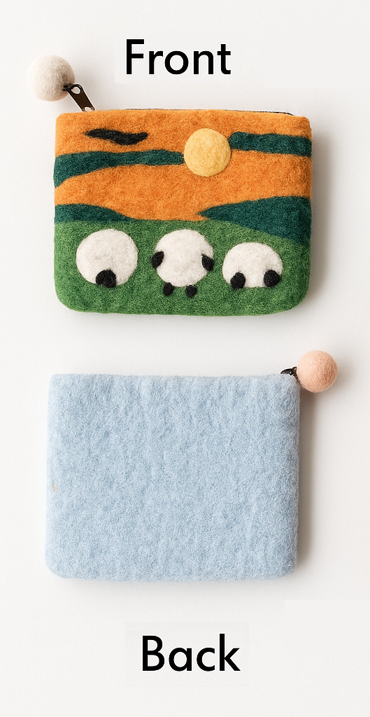 Sunset sheep wool felt pouch