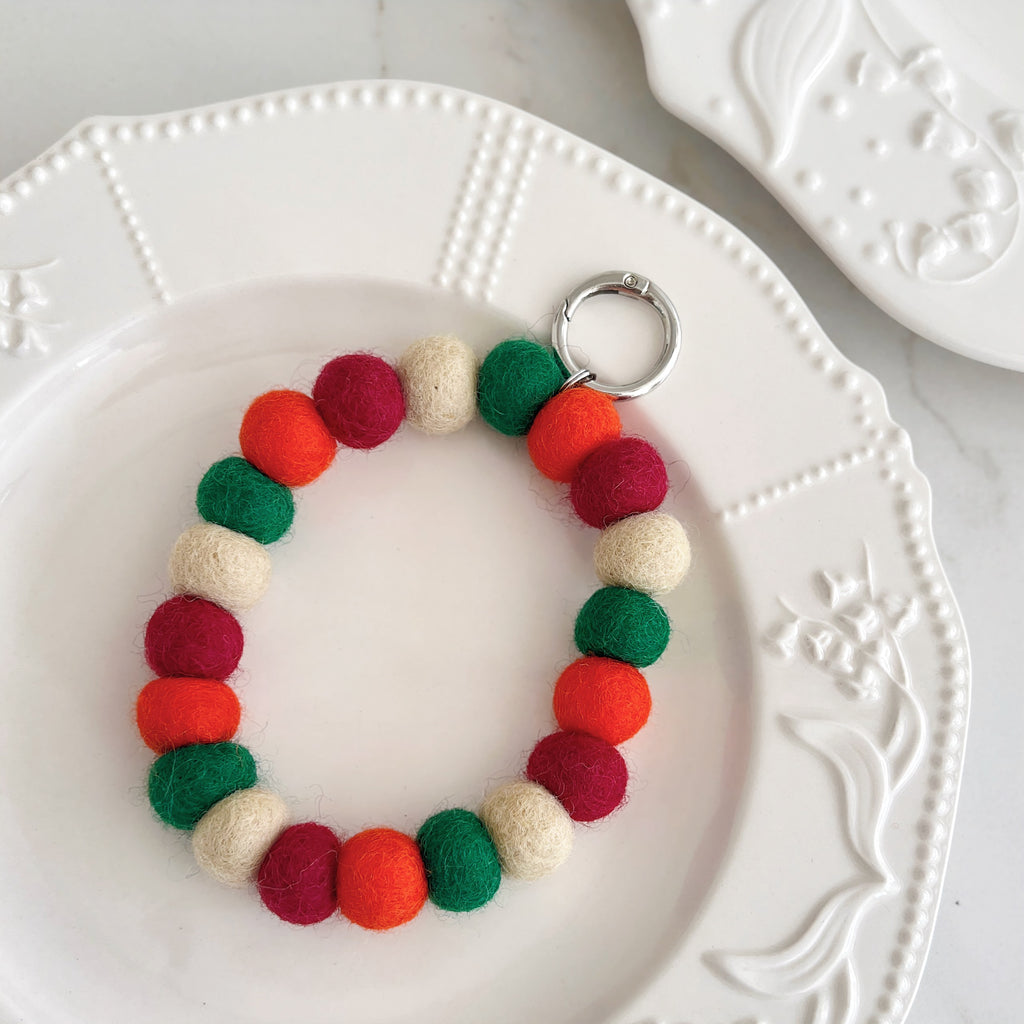 Autumn Spice Wool Beads Phone Charm