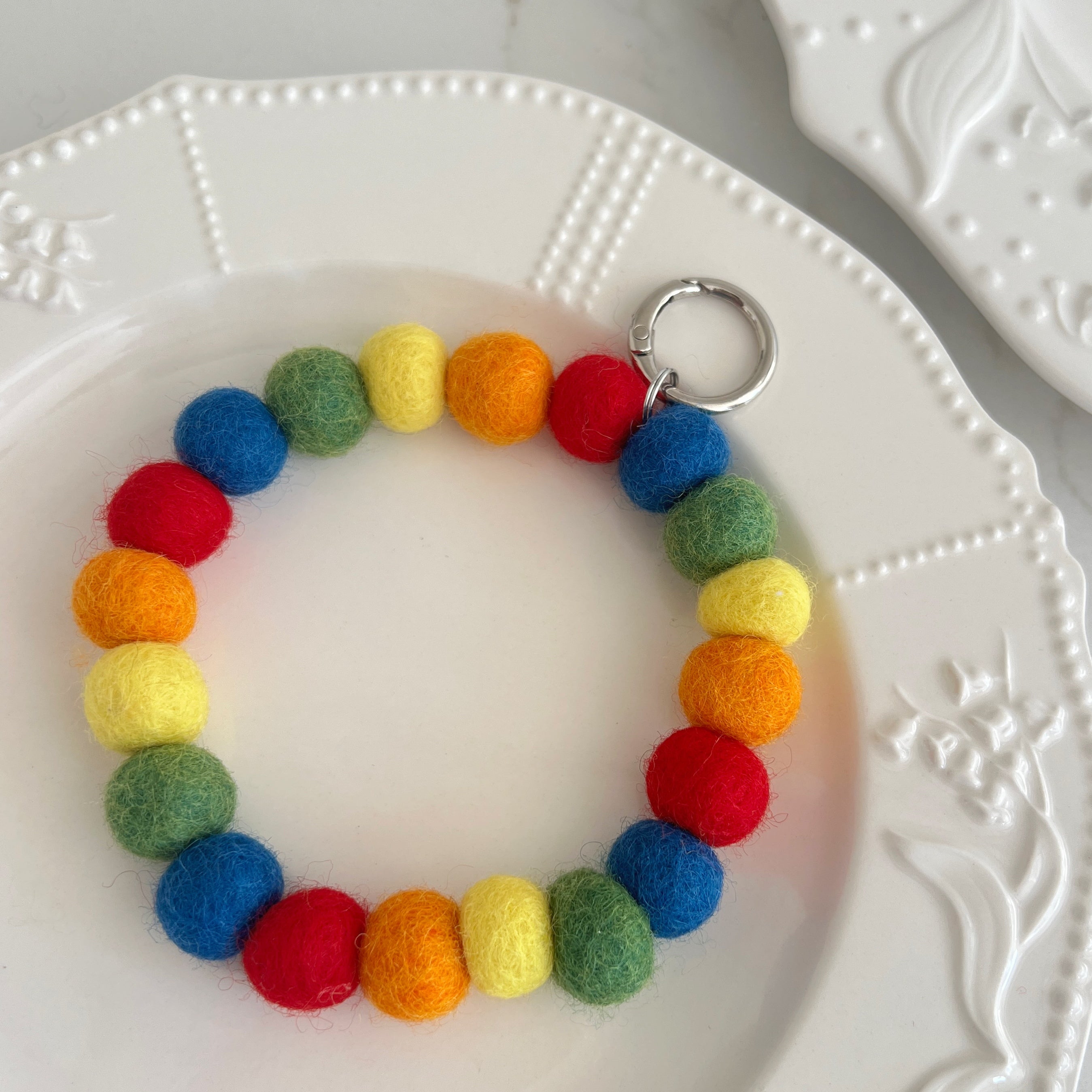 Rainbow Wool Beads Phone Charm