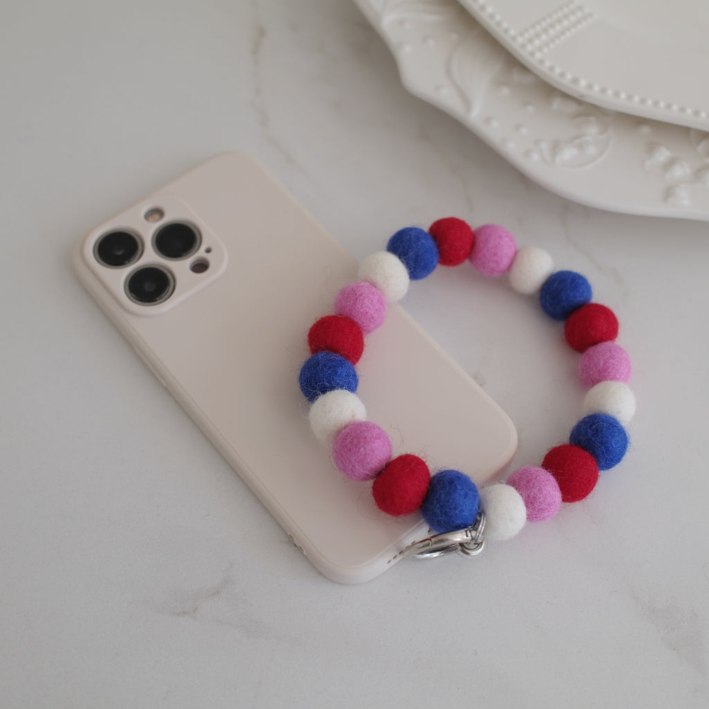 Candy Pop Wool Beads Phone Charm