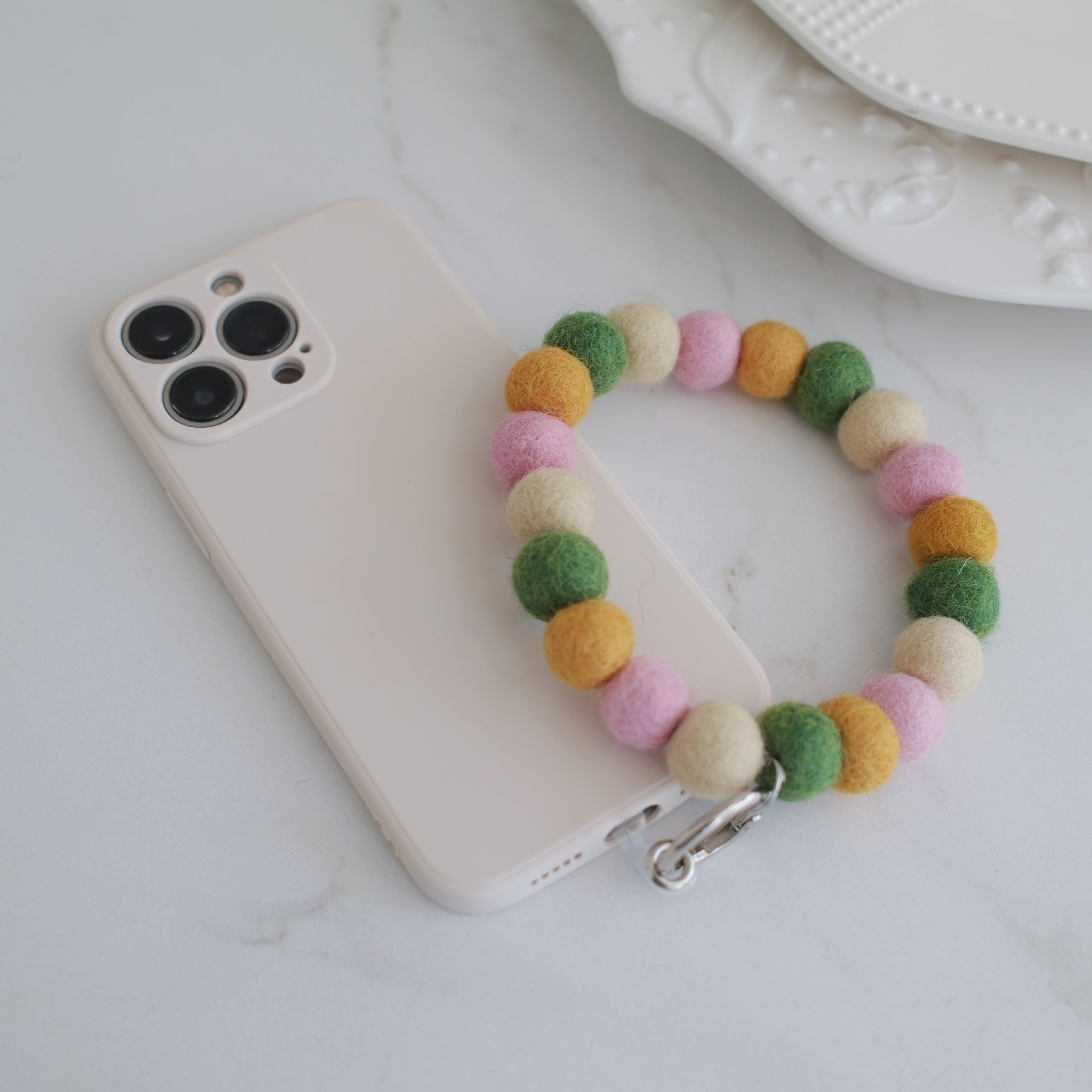 Spring Garden Wool Beads Phone Charm