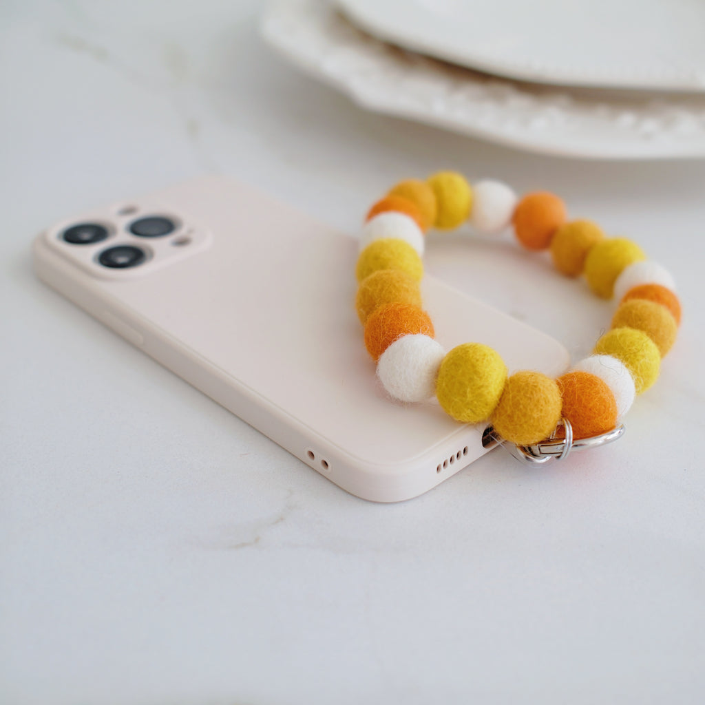Autumn Sunset Wool Beads Phone Charm