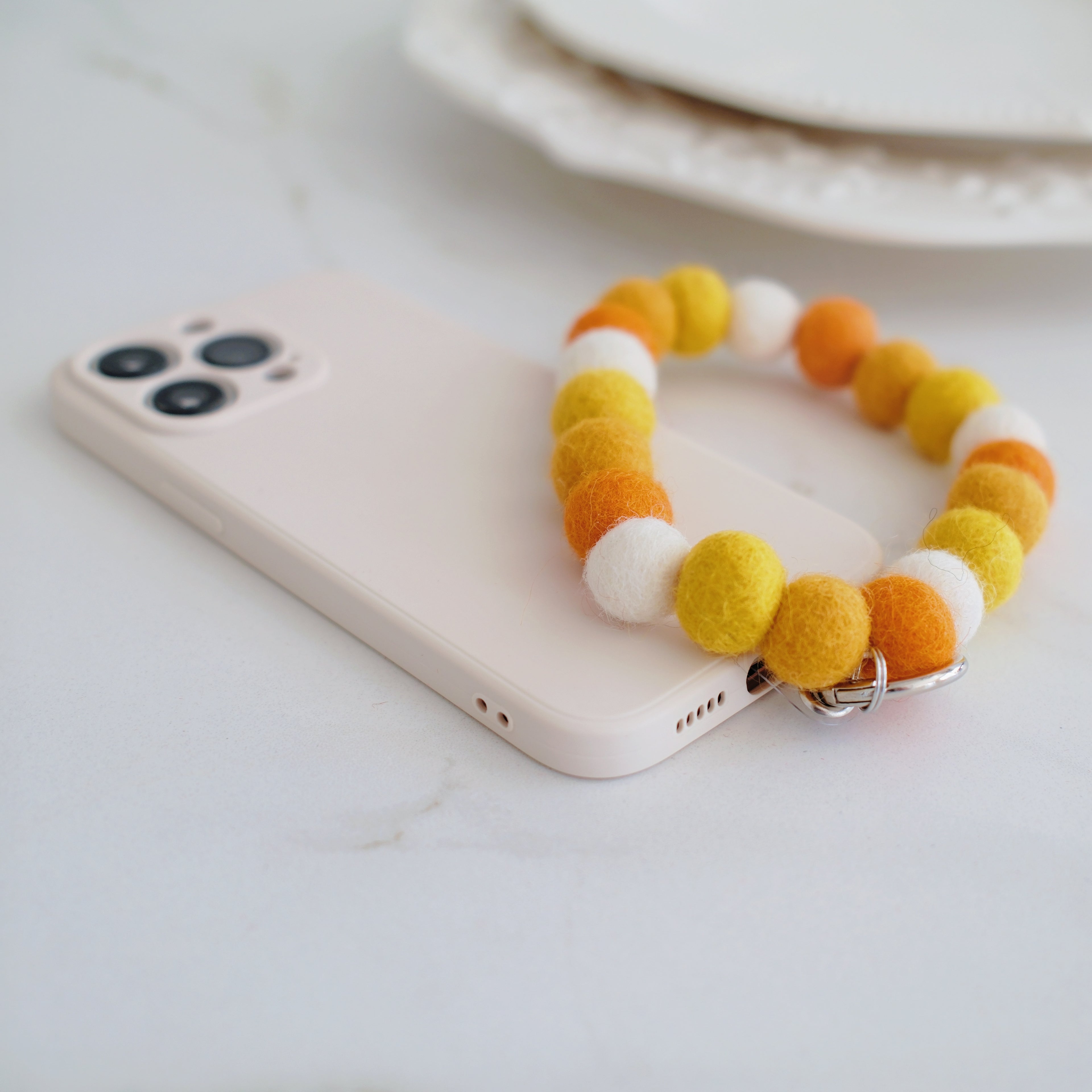 Autumn Sunset Wool Beads Phone Charm