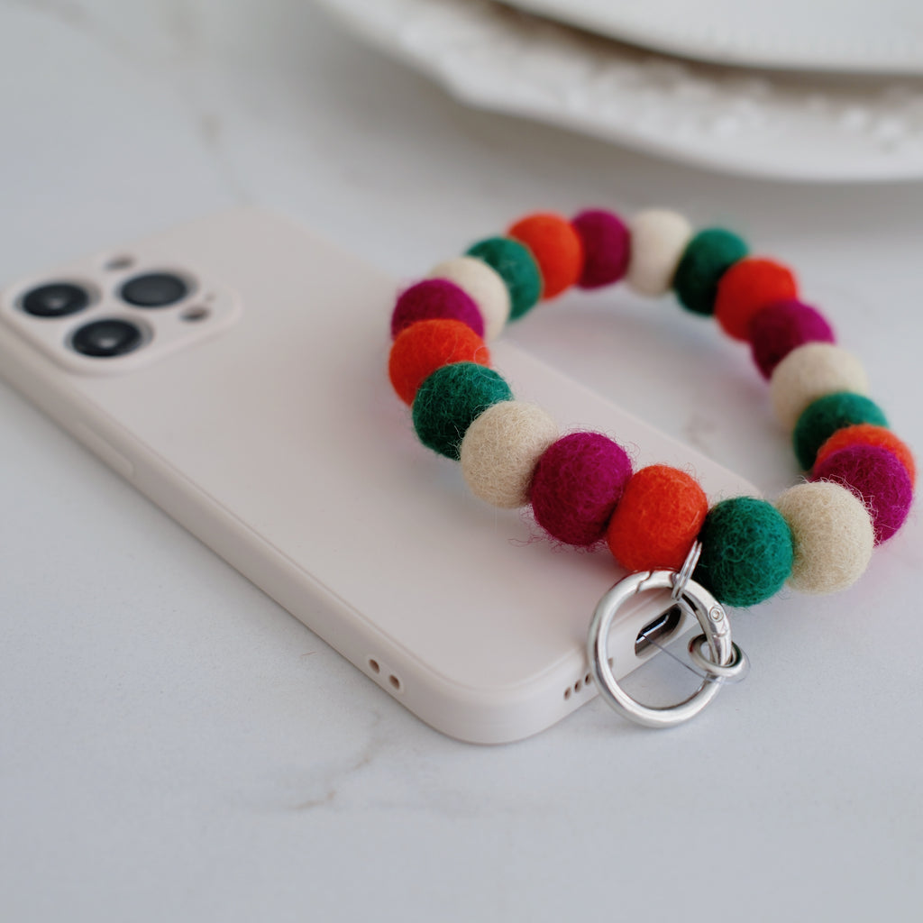 Autumn Spice Wool Beads Phone Charm