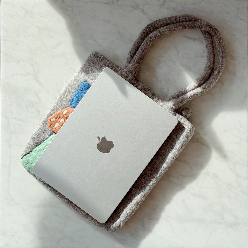 Hand-Felted Dog Latte Tote