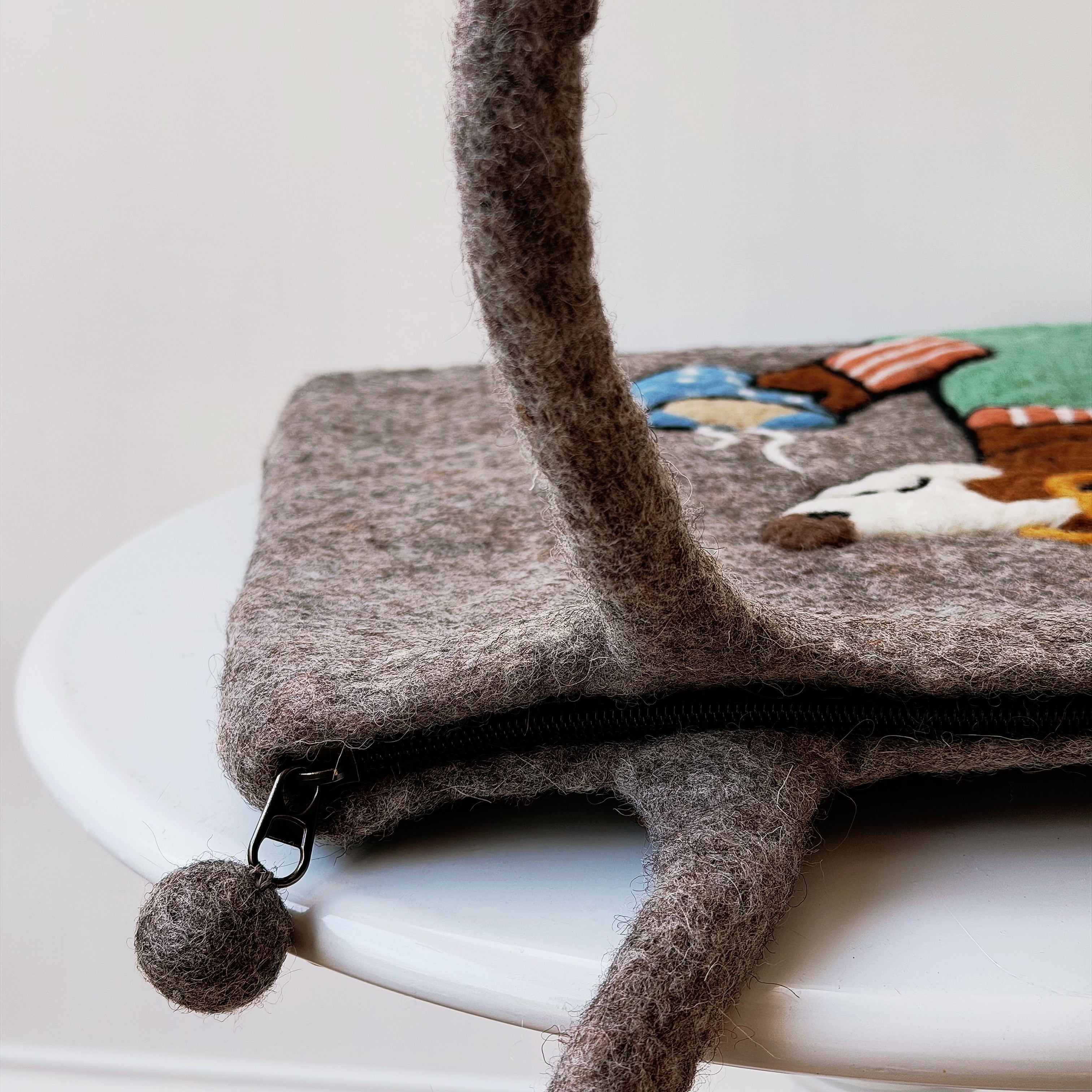 Hand-Felted Dog Latte Tote