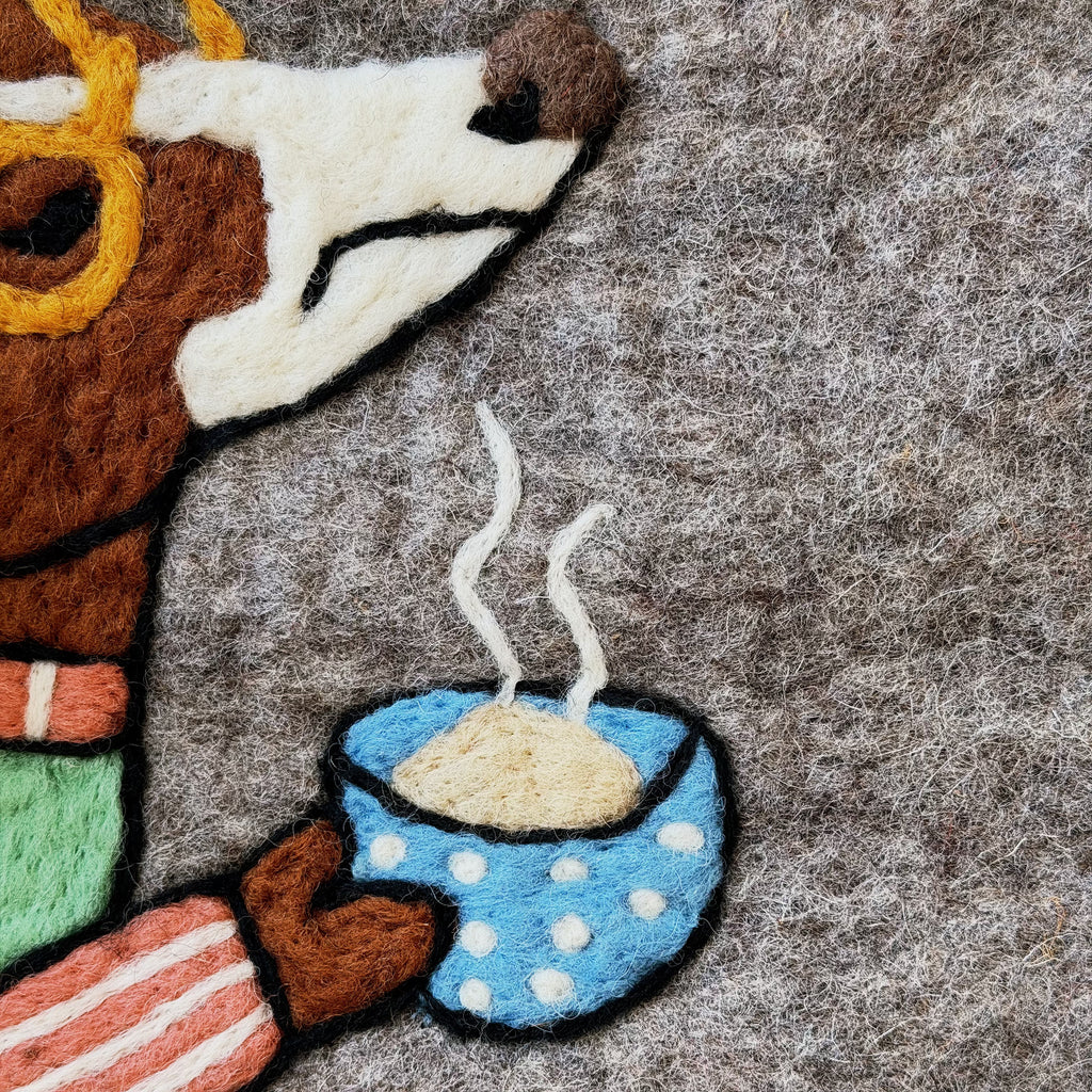 Hand-Felted Dog Latte Tote