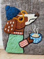 Hand-Felted Dog Latte Tote