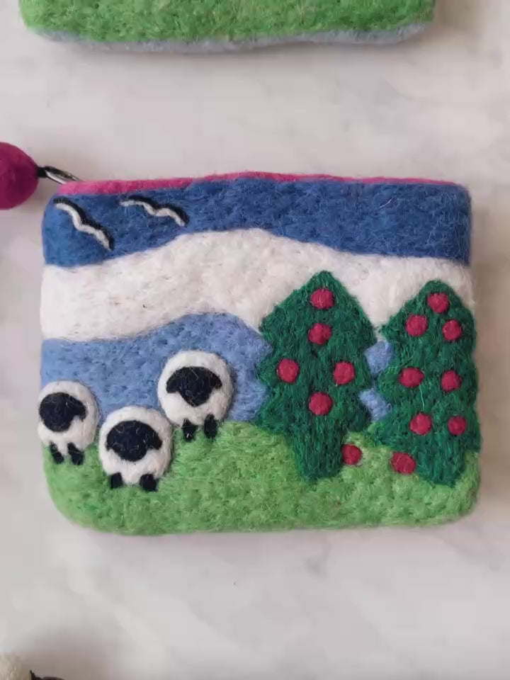 Ice Mountain sheep wool felt pouch