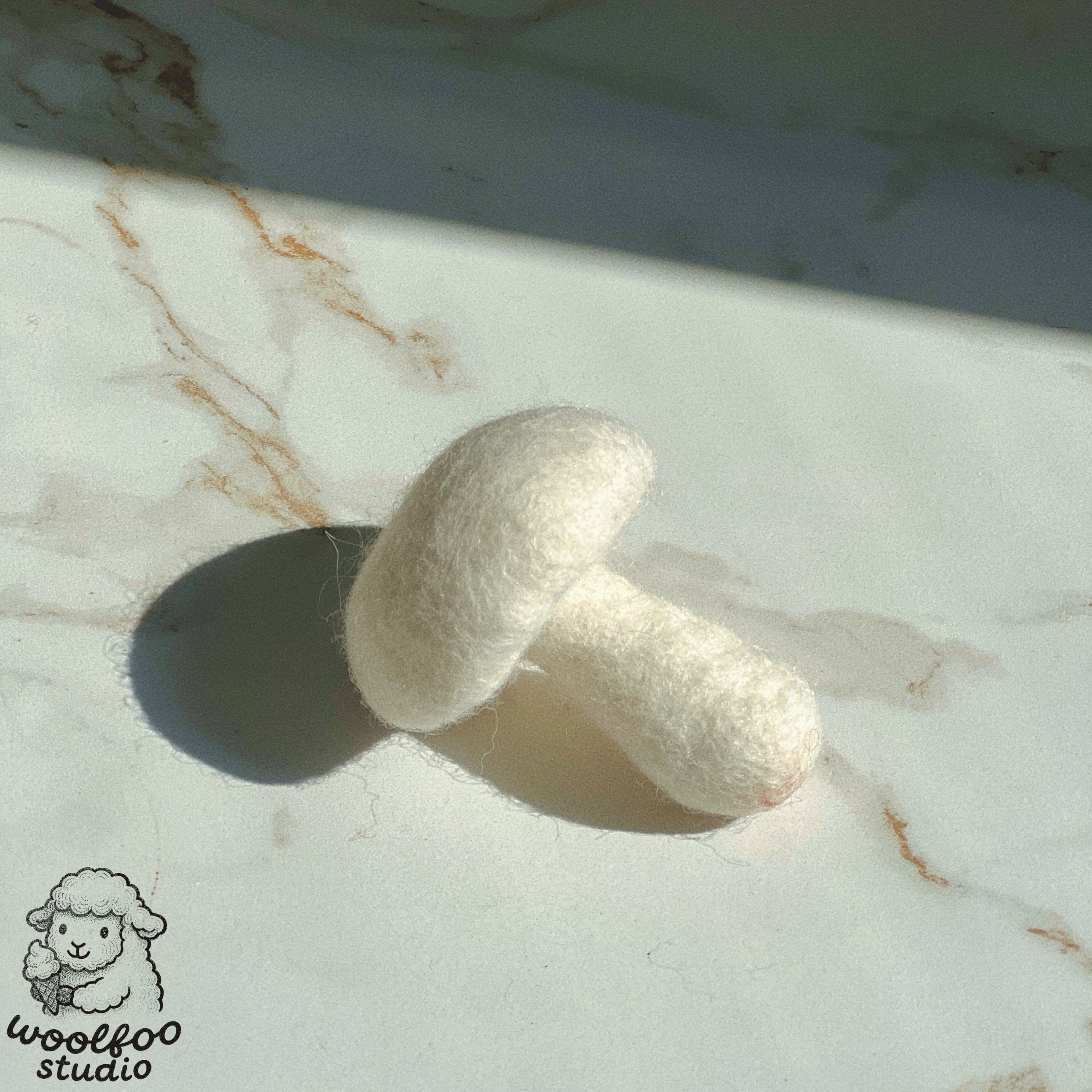 Felted Wool White Mushroom